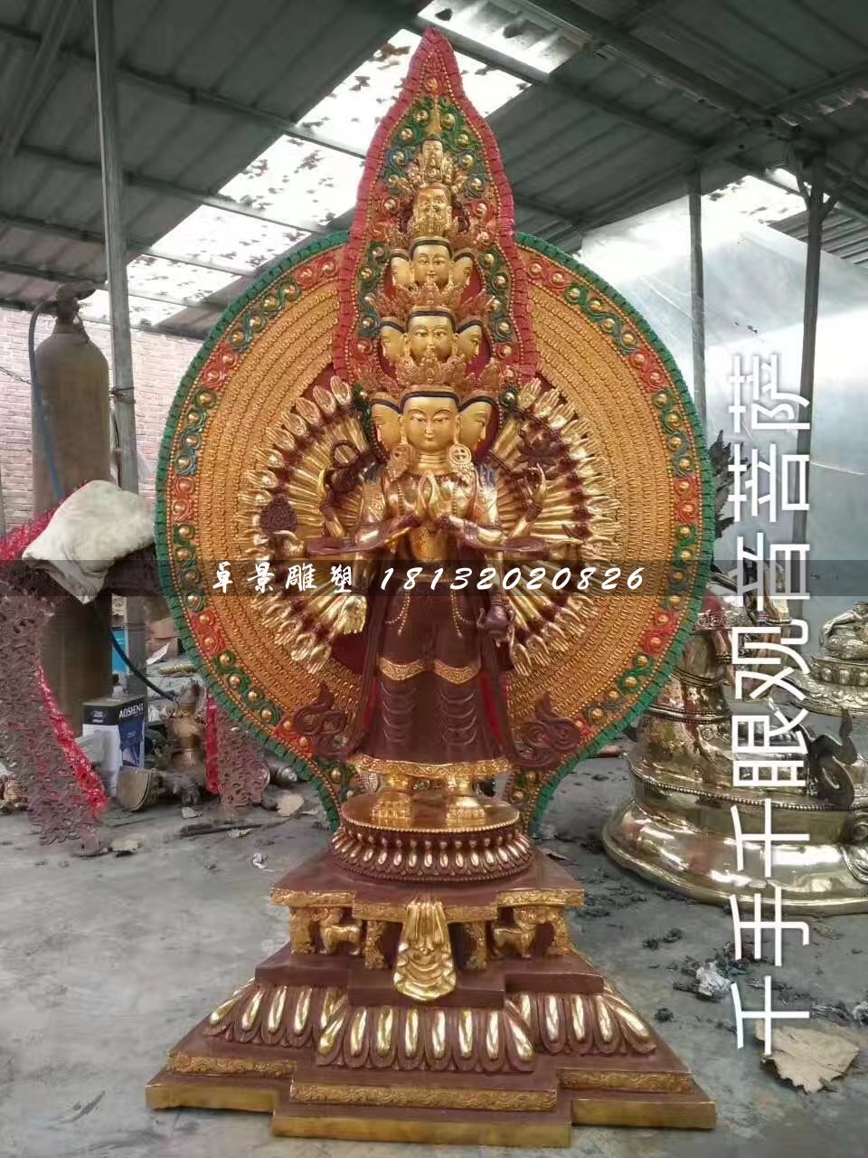 千手千眼觀音菩薩銅雕，寺廟銅佛像