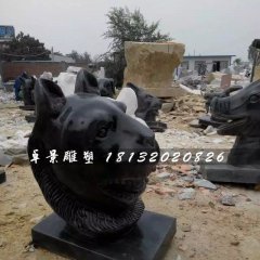 十二生肖獸首石雕，公園動物石雕