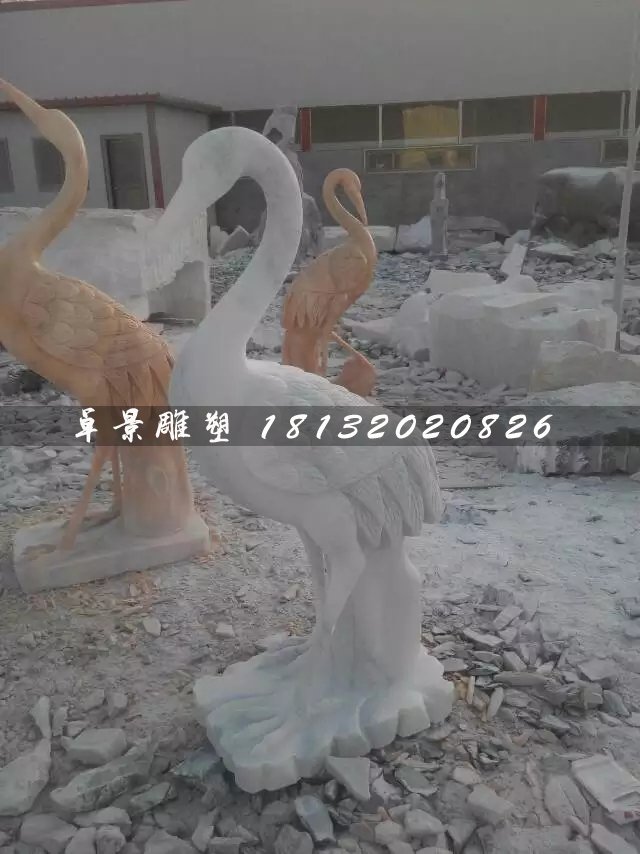 石雕仙鶴，大理石動(dòng)物雕塑 (3)