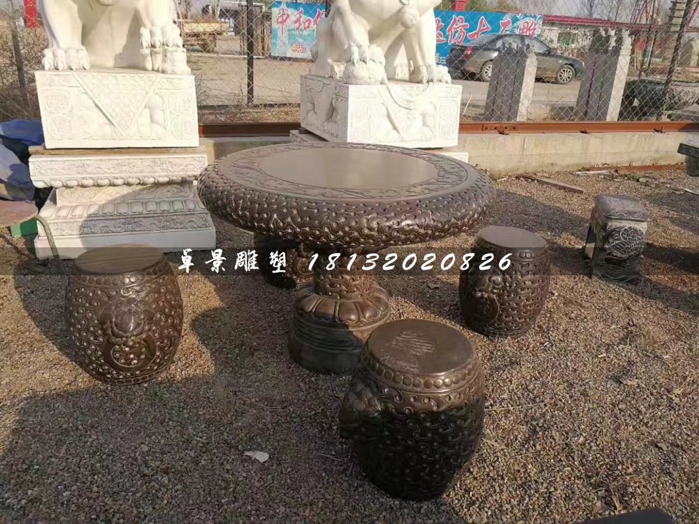 石桌椅，圓桌圓凳石雕