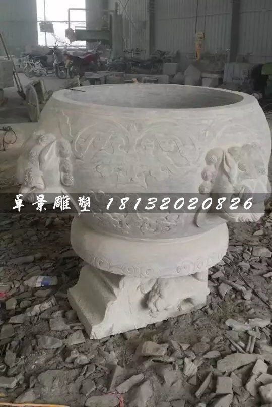 水缸石雕，大理石仿古水缸