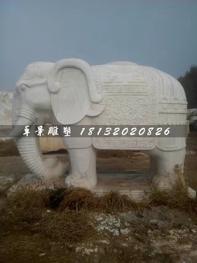 漢白玉大象石雕，馱寶大象石雕 (3)