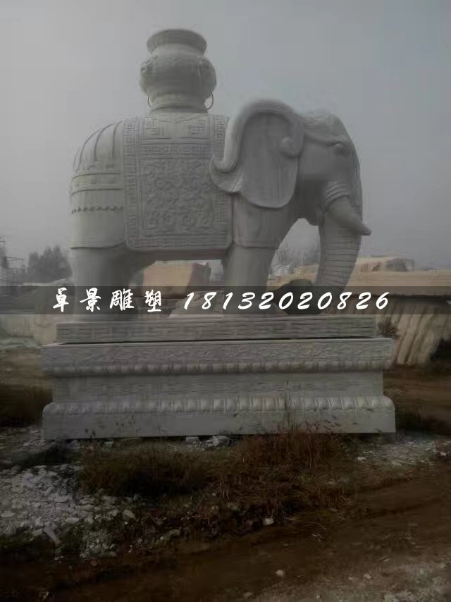 漢白玉大象石雕，馱寶大象石雕 (2)