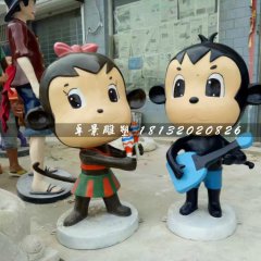 卡通小猴子雕塑，玻璃鋼商場(chǎng)雕塑