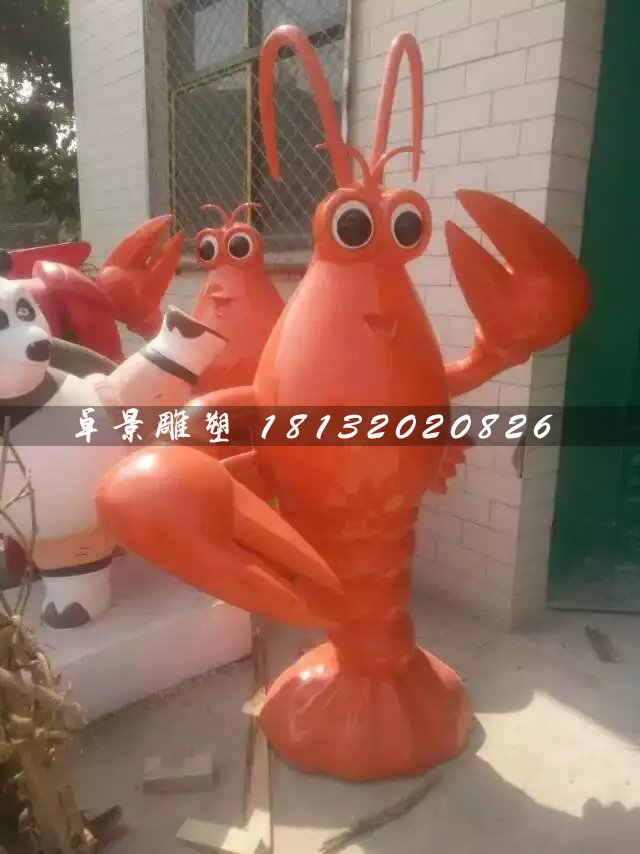 卡通大蝦雕塑，飯店標(biāo)志雕塑 (2)