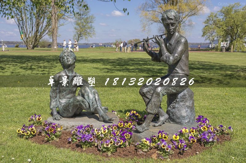 吹笛子銅雕，公園景觀銅雕