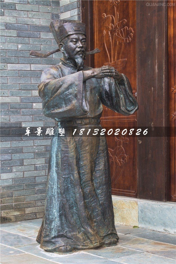 古代官員作揖銅雕，街邊人物銅雕