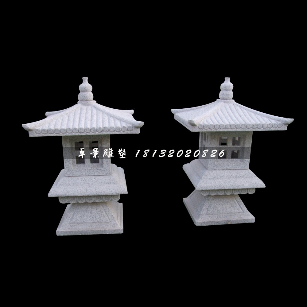 仿古宮燈石雕，公園小型石燈 (1)