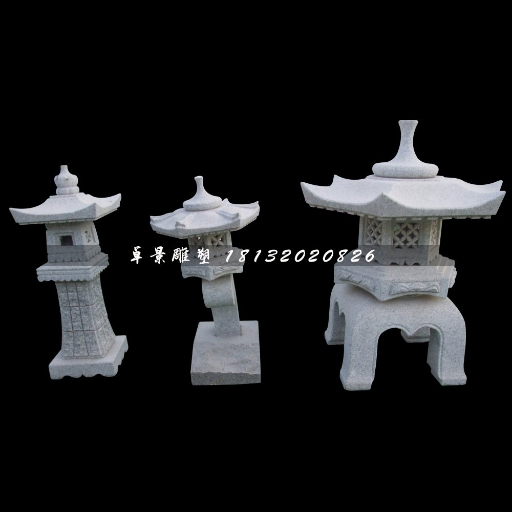 仿古宮燈石雕，公園小型石燈 (3)