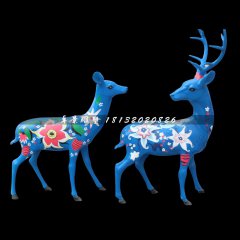 彩繪小鹿雕塑，玻璃鋼動物