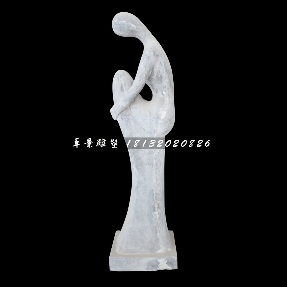 沉思的少女石雕，公園抽象人物石雕