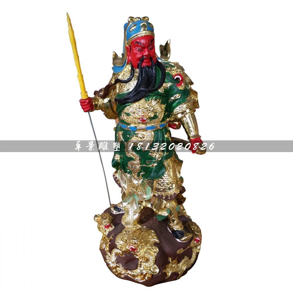 彩繪關(guān)公，玻璃鋼武財神雕塑