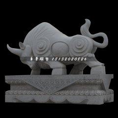 大理石牛雕塑，拓荒牛石雕