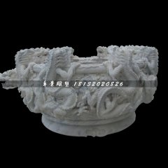 龍浮雕水缸，仿古石水缸