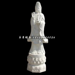 觀音菩薩石雕，漢白玉立式觀音