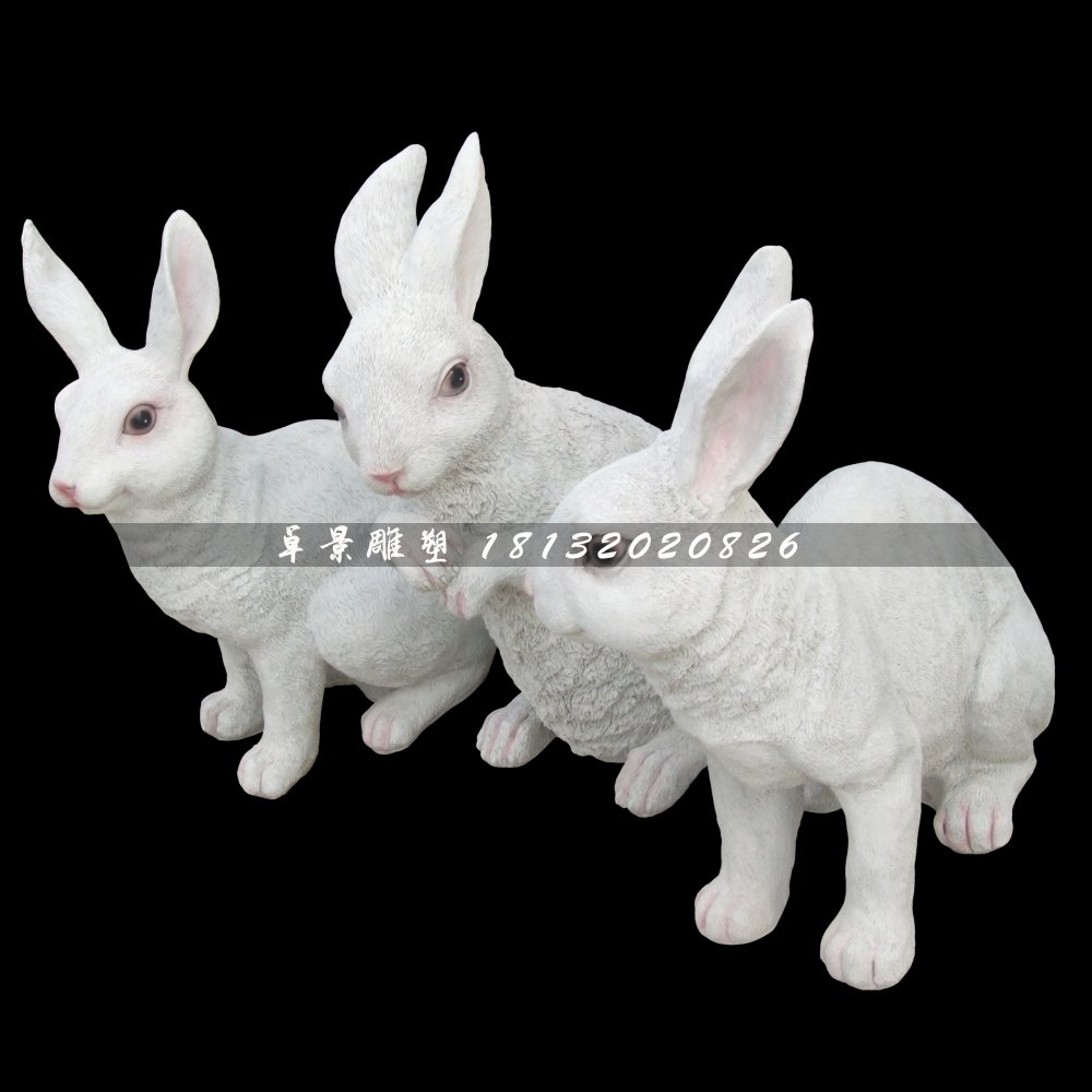 仿真小白兔，玻璃鋼動物雕塑