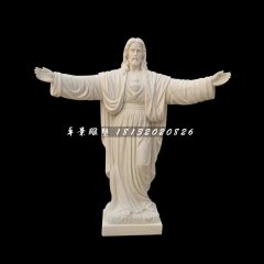漢白玉西方人物，耶穌石雕