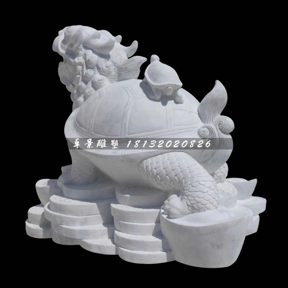 龍龜石雕，漢白玉神獸雕塑