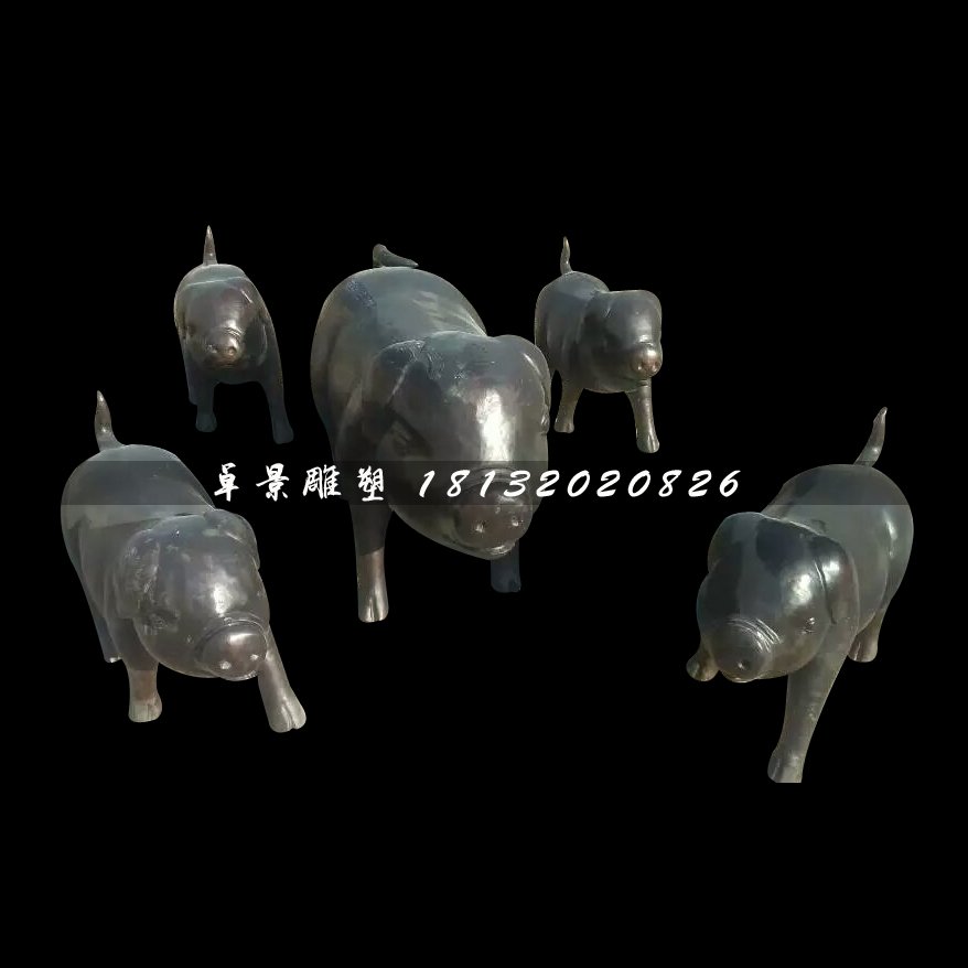 鑄銅的雕塑，小豬銅雕