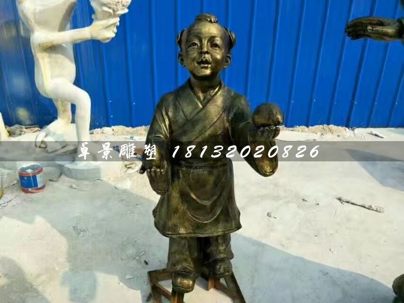 孔融讓梨雕塑，玻璃鋼仿銅人物 (4)
