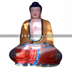 玻璃鋼坐式如來(lái)佛雕塑，彩繪佛像雕塑