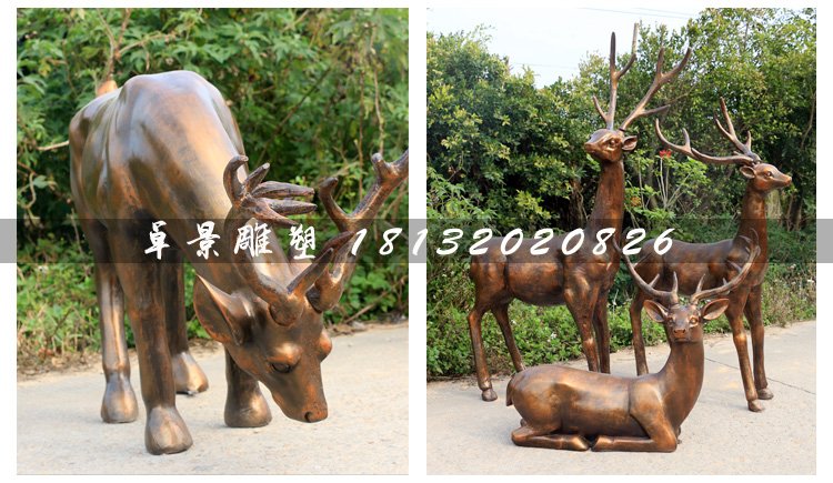 仿銅小鹿雕塑,玻璃鋼動(dòng)物