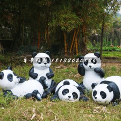 公園大熊貓雕塑，玻璃鋼動物雕塑