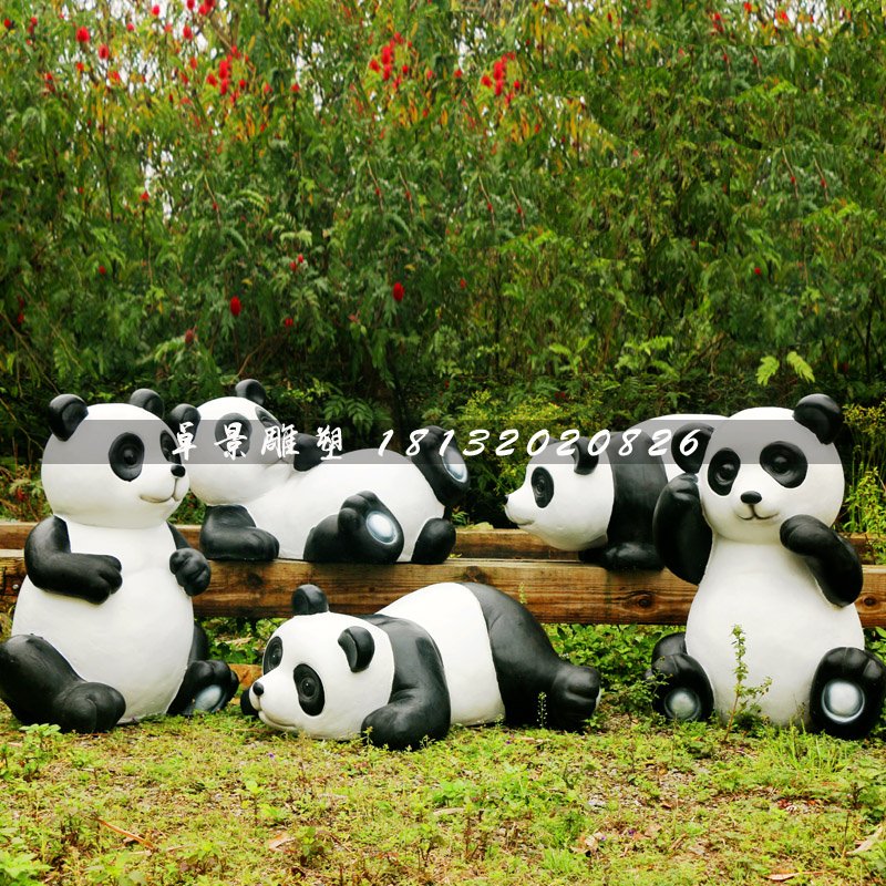 公園大熊貓雕塑，玻璃鋼動物雕塑 (3)