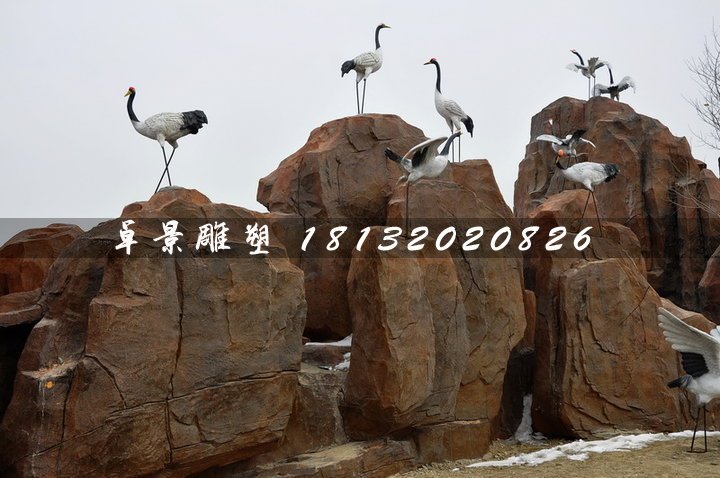 仿真仙鶴雕塑，玻璃鋼動(dòng)物雕塑