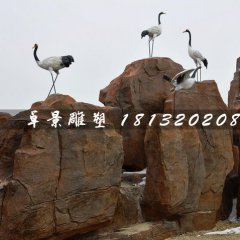 仿真仙鶴雕塑，玻璃鋼動(dòng)物雕塑