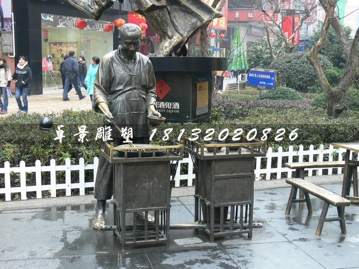 溫酒銅雕，街頭景觀銅雕