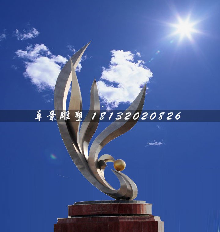 抽象鳳凰雕塑，不銹鋼廣場雕塑 (2)
