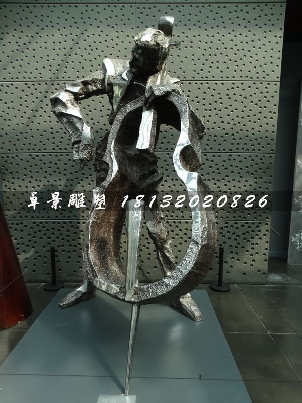 拉大提琴雕塑，不銹鋼景觀雕塑