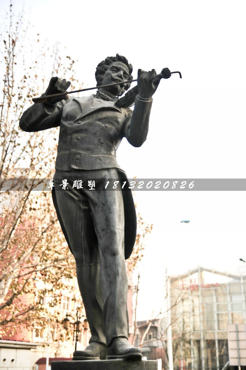 拉小提琴銅雕，西方人物銅雕