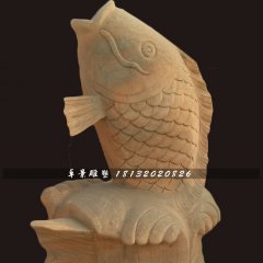 石雕魚，晚霞紅噴水魚石雕