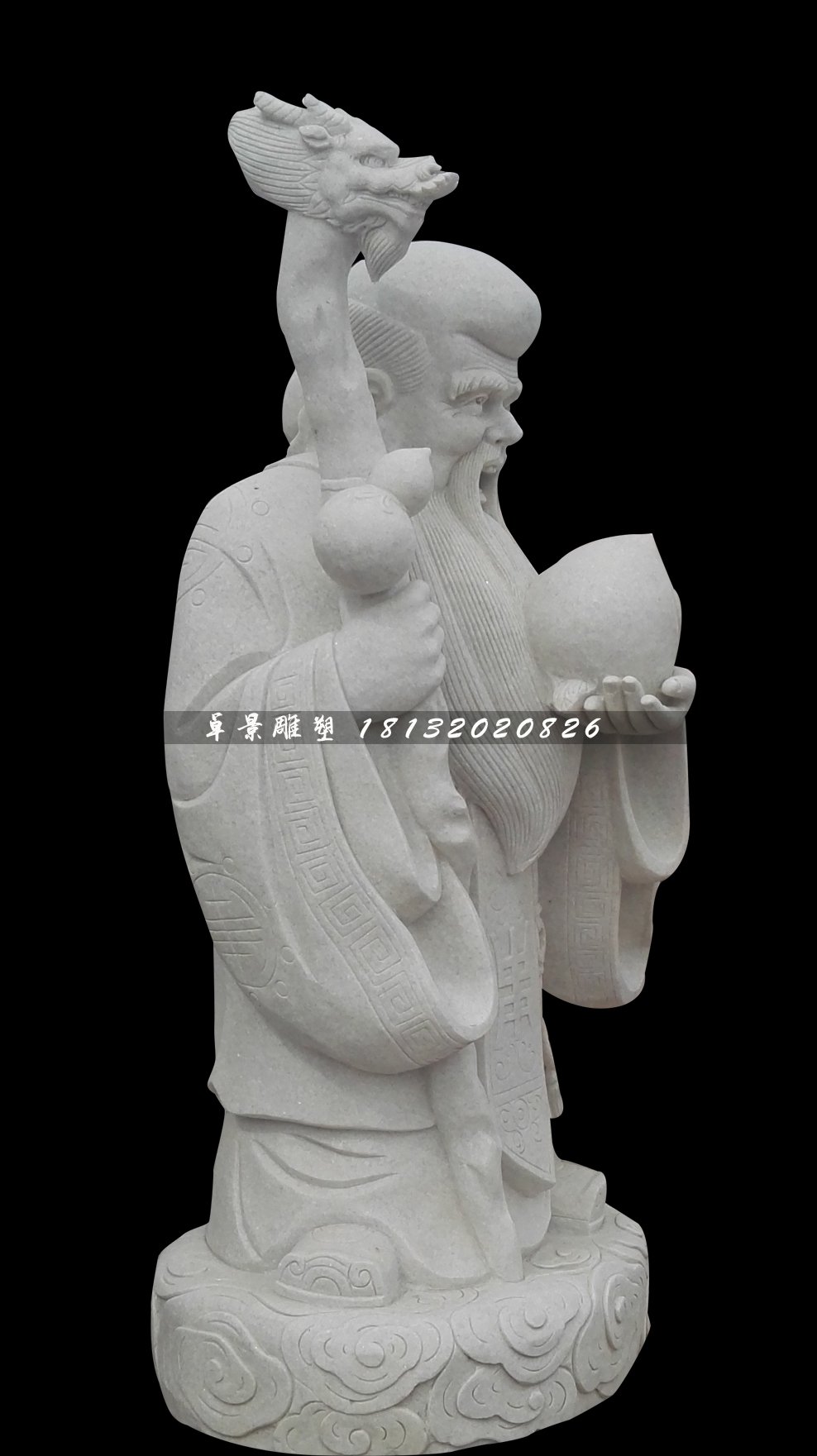 南極仙翁石雕，漢白玉神仙雕塑 (1)