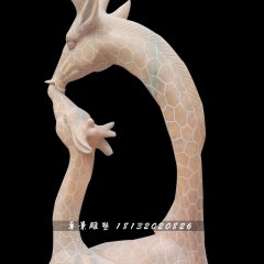 母子鹿石雕，公園親嘴鹿石雕