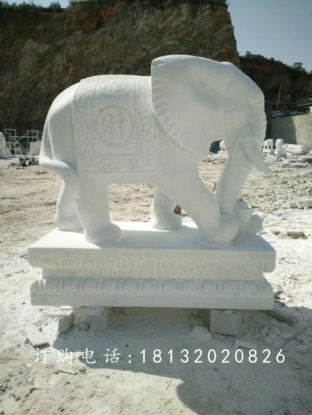 漢白玉大象石雕，吉祥如意大象 (2)
