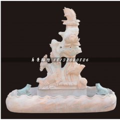 石雕噴泉，連年有魚石雕噴泉