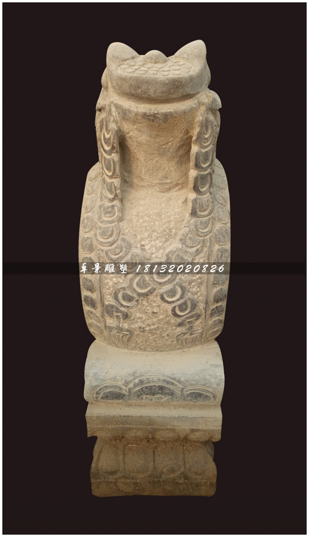 青石抱鼓石，金蟾門(mén)墩雕塑 (1)