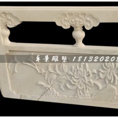 菊花梅花石浮雕欄板，漢白玉欄板