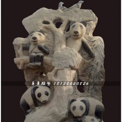 大熊貓石雕，公園動物石雕