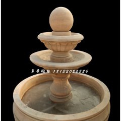 風(fēng)水球噴泉石雕，晚霞紅噴泉雕塑
