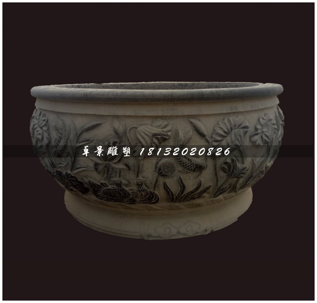 仿古水缸，青石水缸雕塑