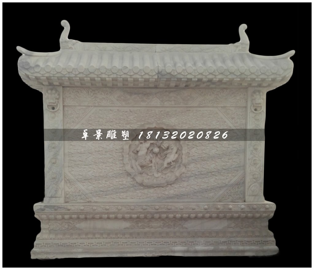 大理石影壁雕塑，仿古石影墻 (2)