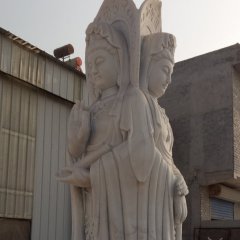 三面觀音石雕，立式觀音石雕