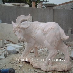 石雕山羊雕塑，公園動(dòng)物石雕