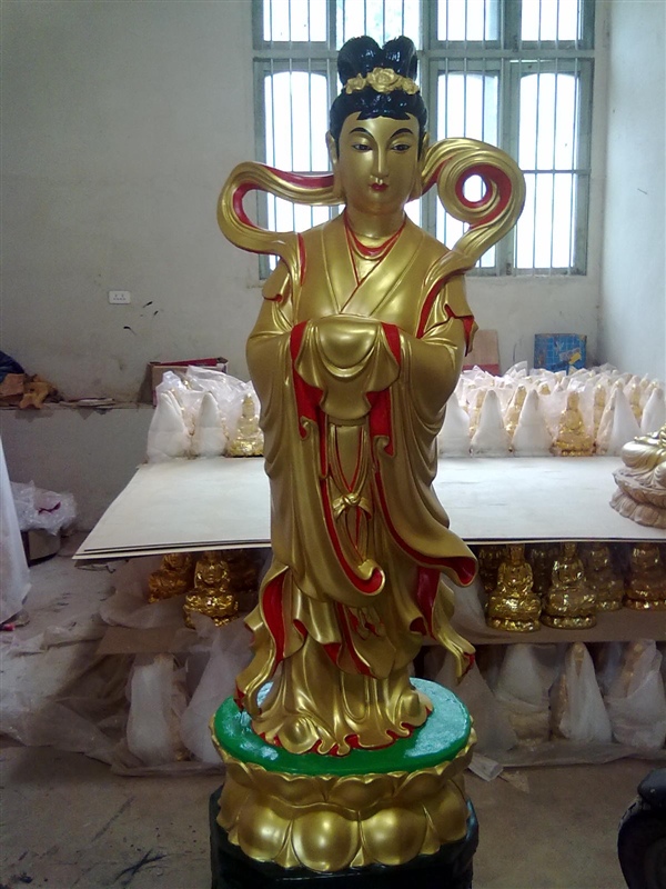 龍女雕塑，玻璃鋼仿銅神仙雕塑