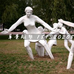 老鷹捉小雞石雕，公園小品石雕