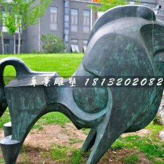 青銅牛，公園抽象動(dòng)物雕塑
